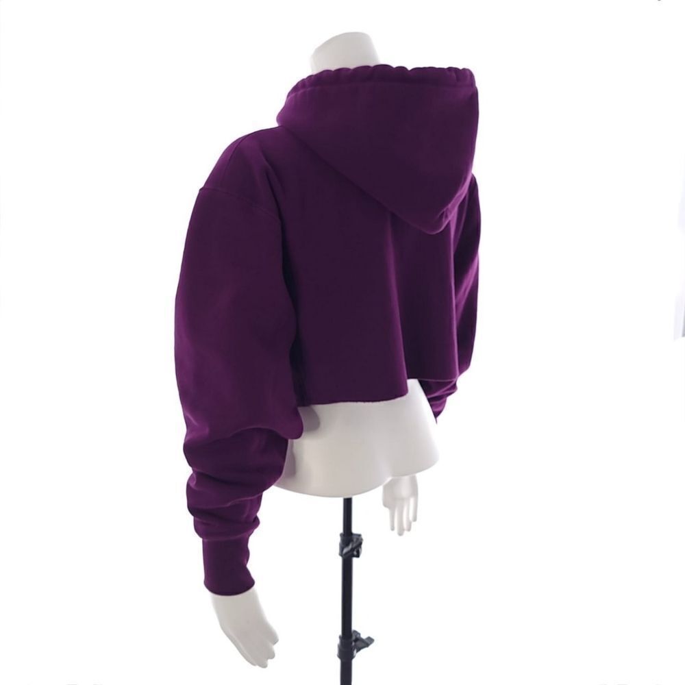 Champion Reverse Weave Purple Hooded Cropped Sweatshirt Womens XS - Picture 6 of 12